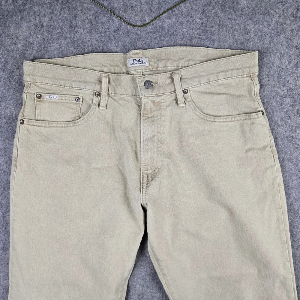 Polo Ralph Lauren Classic Fit Jeans Mens 34x32 Tan Khaki Denim Workwear 5 Pocket